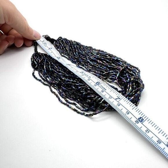 Chico’s stunning iridescent beaded layered choker necklace black multicolor - Picture 7 of 8